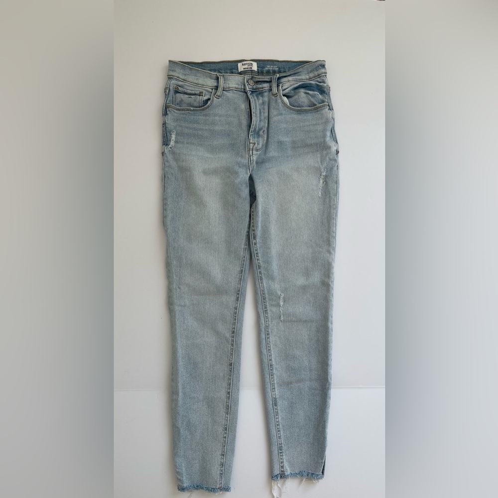 Kensie Jeans Womens 9/29 Blue Distressed High Rise Skinny Frayed Hem VintageLuxe